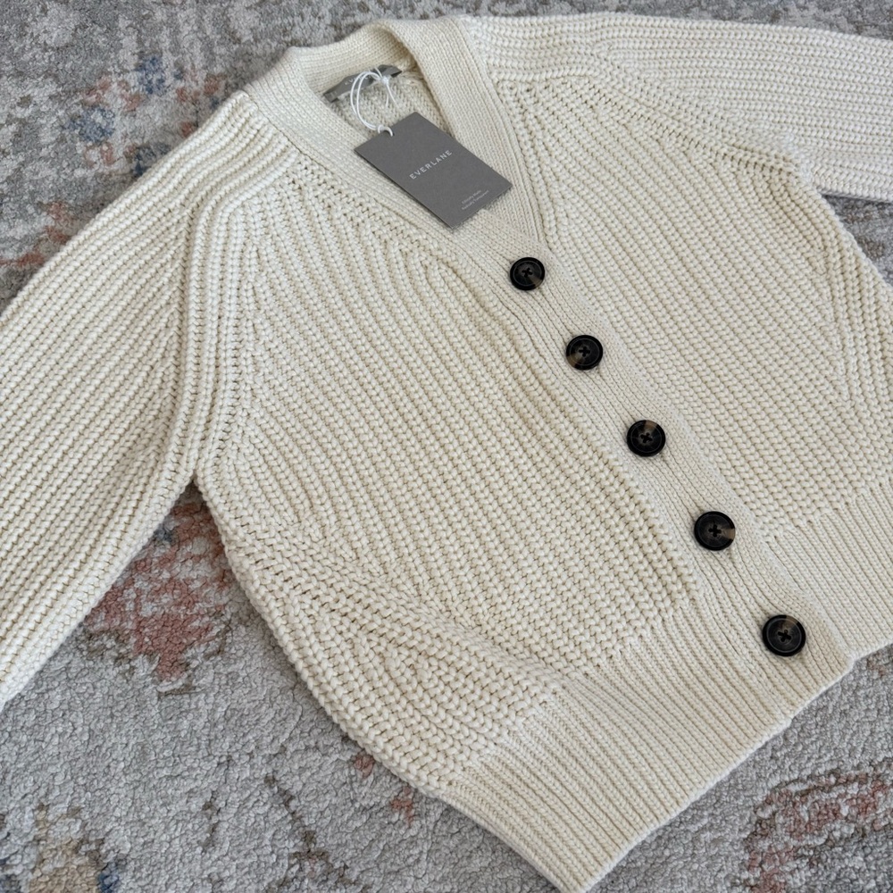 Everlane The Texture Cotton Cardigan in Canvas (S)